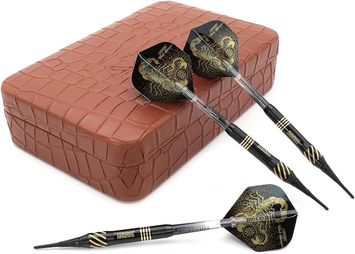 Cuesoul 16 Grams Deluxe Soft Tip Darts Set with Luxury Case（Black Scorpion Series） HX-STL-B2305+D602