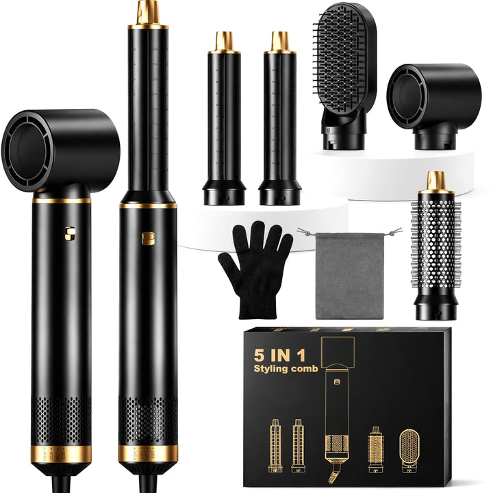 Hair Styler Set 5 in 1 Air Curler Lockenstab Negative Ionen Pflege Haarstyler Warmluftbürste mit Run