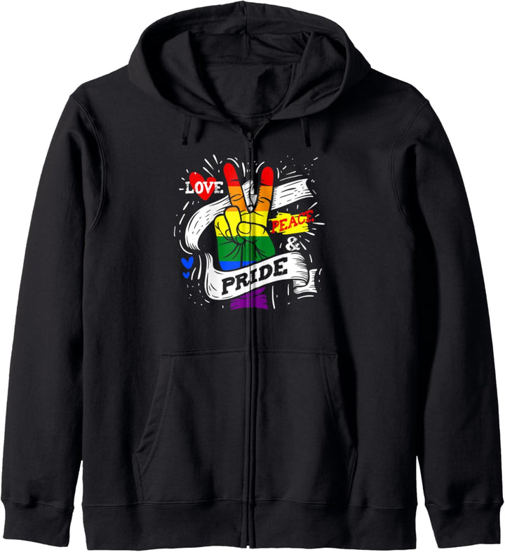 Liebe Frieden Stolz Nette Retro LGBTQ Homosexuell Parade Sub Kapuzenjacke