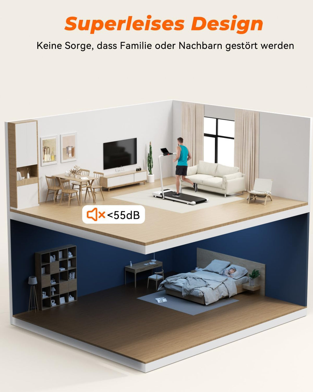 Superun Walking Pad mit Steigung 6% – Laufband für Zuhause max 6km/h & 12km/h mit App und Fernbedien