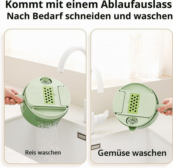 Gemüseschneider 10-in-1 mit Auffangbehälter, Mandoline Gemüsehobel aus Edelstahl, Multifunktionaler
