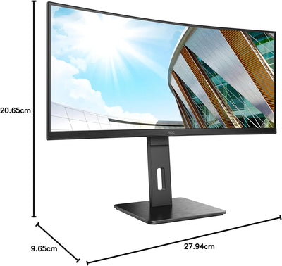 AOC CU34P2A - 34 Zoll WQHD Curved Monitor (3440x1440, 100Hz, HDMI, DisplayPort, USB Hub) schwarz USB