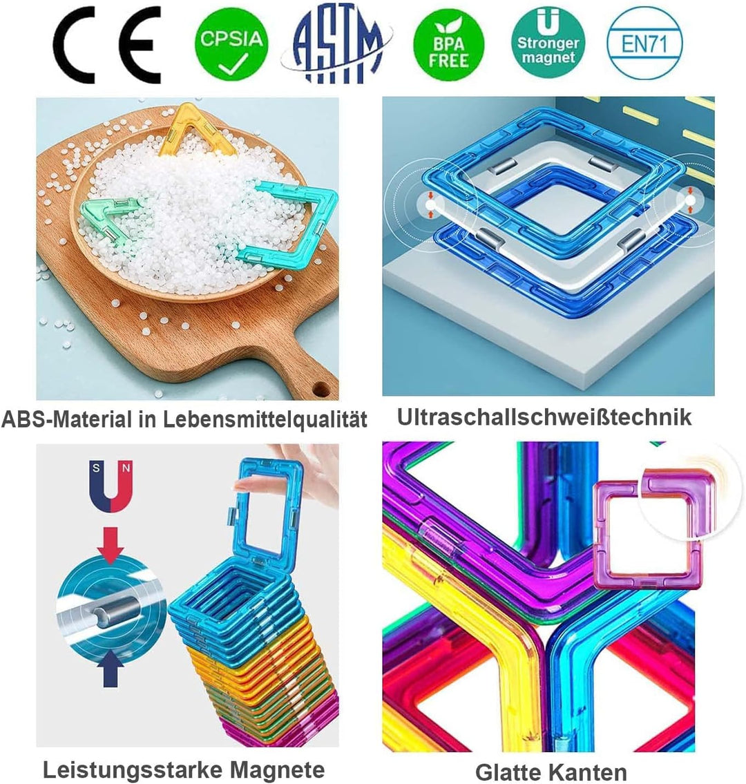 CONDIS Magnetische Bausteine 120 Teile, Magnetspielzeug Magneten Kinder Magnetbausteine Magnet Spiel
