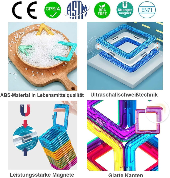CONDIS Magnetische Bausteine 120 Teile, Magnetspielzeug Magneten Kinder Magnetbausteine Magnet Spiel