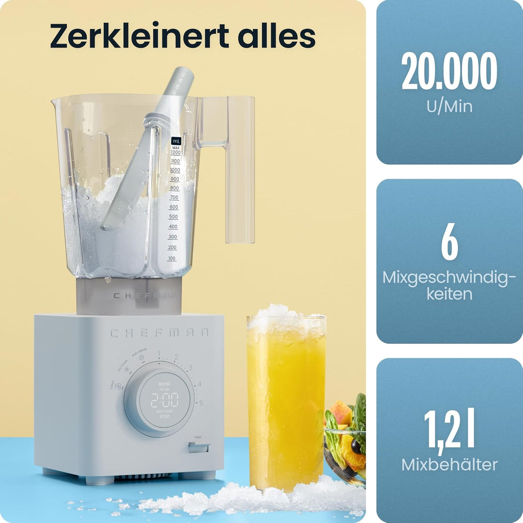 Chefman Obliterator 1.2L Standmixer für Smoothies, 1350W Motor zum Zerkleinern von Eis, Nüssen und g