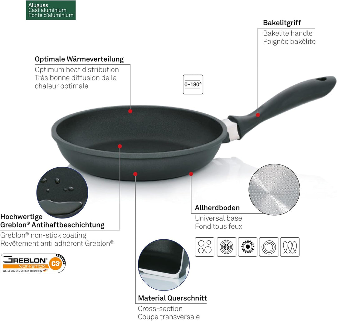 Kela 15150 Bratpfanne, Antihaftversiegelung, Aluguss 5 mm, Induktionsgeeignet, 24 cm Durchmesser, Ke