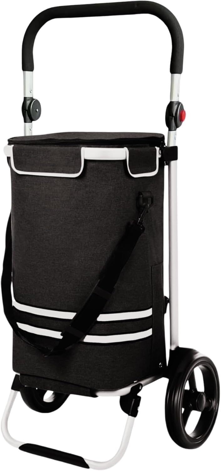 DIVID® Einkaufstrolley mit integrierter Sackkarre, 56LFassungsvermögen bis zu 50Kg belastbar,Klappba