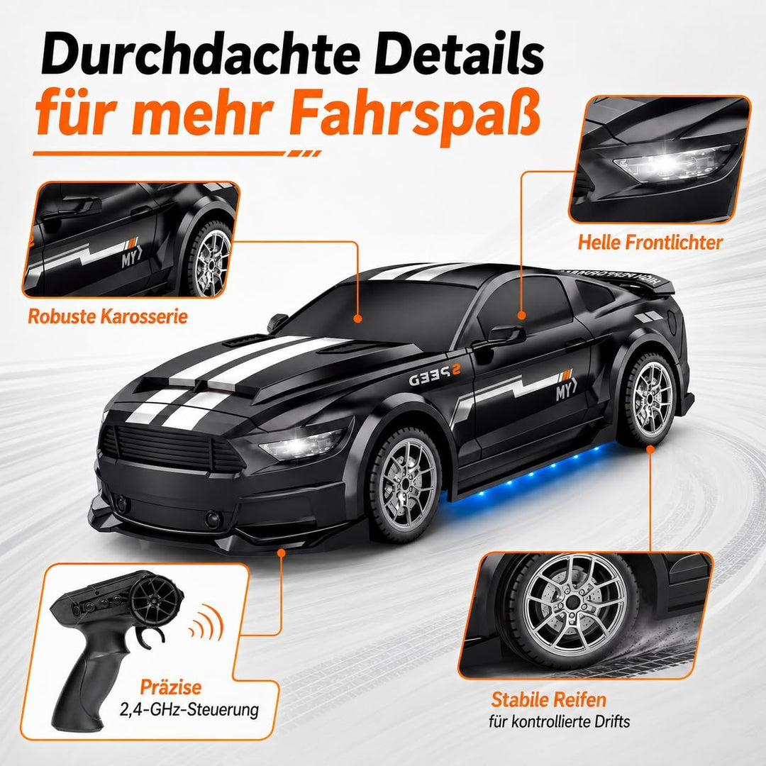 Ferngesteuertes Auto 1:24 Scale Drift Car 4WD 2.4GHz RC Drift Auto 20KM/H Hohe Geschwindigkeit Rennw