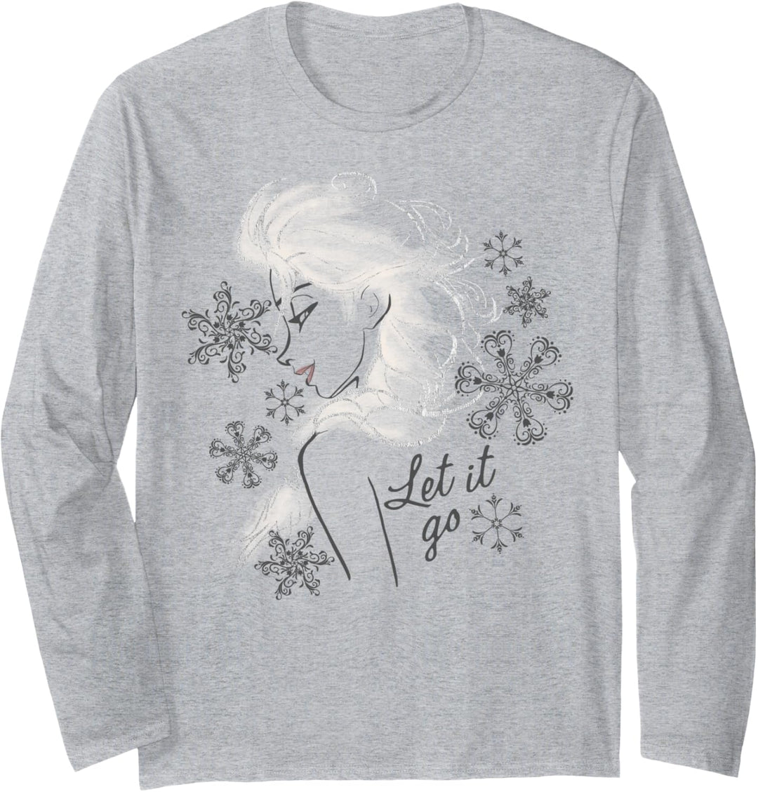 Disney Frozen Elsa Let It Go Profile Sketch Langarmshirt