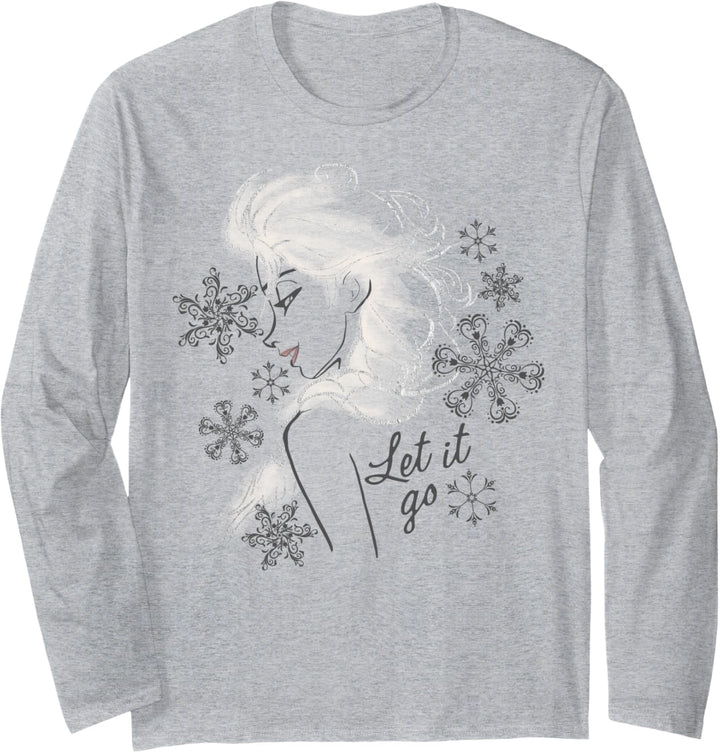 Disney Frozen Elsa Let It Go Profile Sketch Langarmshirt