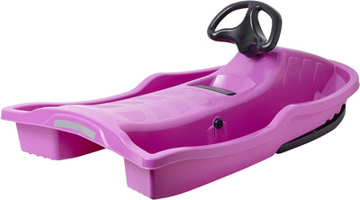 STIGA Kinder Schlitten mit Lenkrad Snowpower, ab 5 Jahre Rosa/Schwarz, Rosa/Schwarz