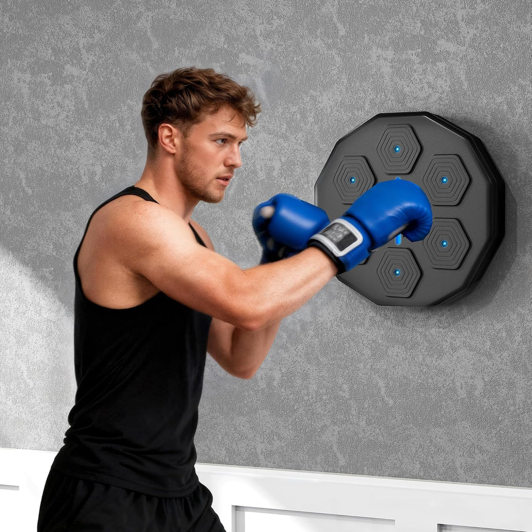SPORTNOW Music Boxing Machine, Smart Boxziel für Erwachsene, Schwarz | Wandmontiertes Boxziel mit LE
