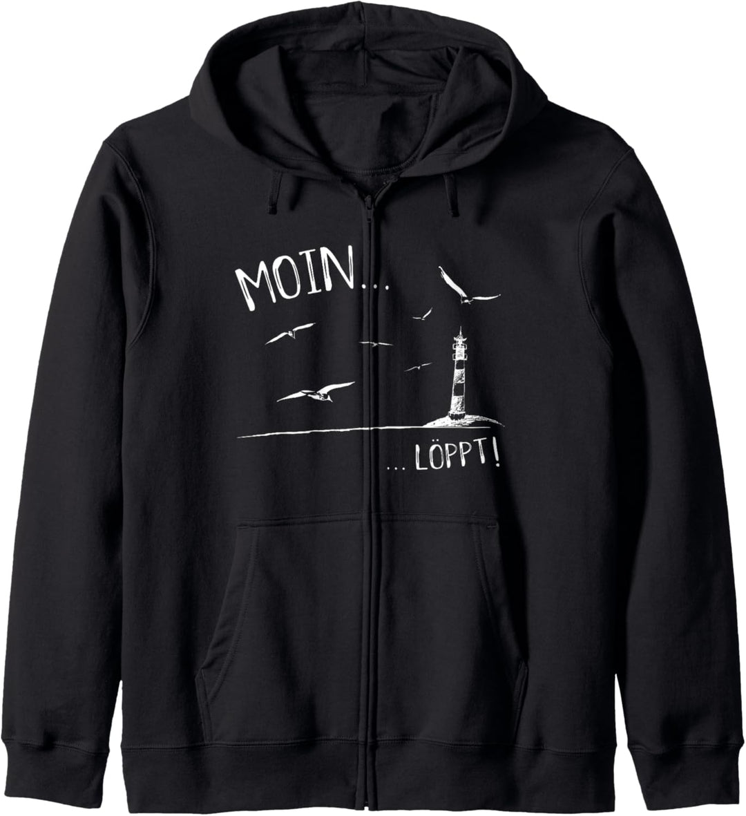 Leuchtturm & Möwen Nordsee Ostsee Moin Löppt Kapuzenjacke