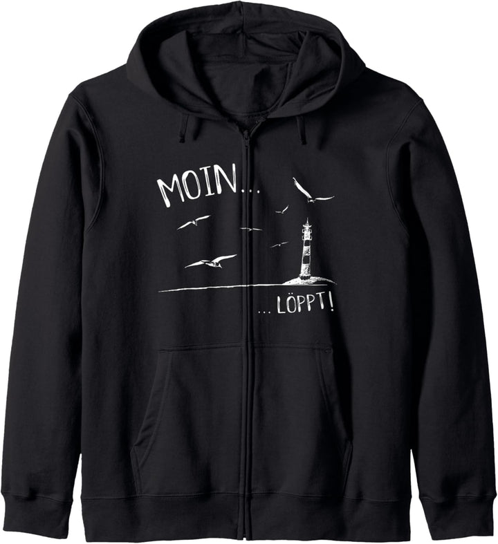 Leuchtturm & Möwen Nordsee Ostsee Moin Löppt Kapuzenjacke