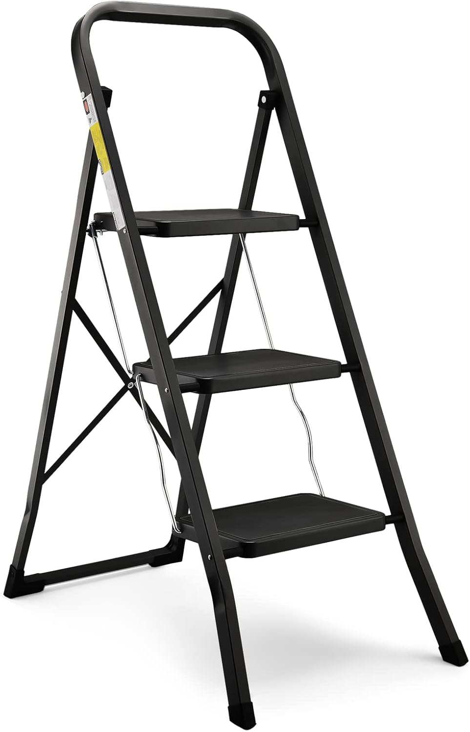 HBTower Leiter 3 Stufen Klappbar, Trittleiter mit Anti-Rutsch-Pedal, 20 cm breite Stufen, 150KGS Kap