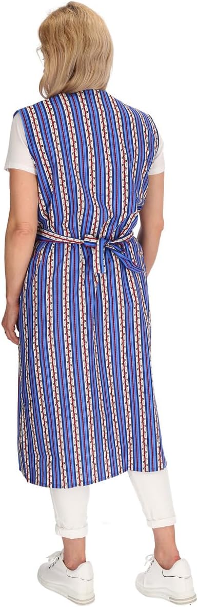 Wickelkleid Kittel Schürze Wickelkittel Hauskleid Wickelschürze Baumwolle, Farbe:blau, Grösse:54 54