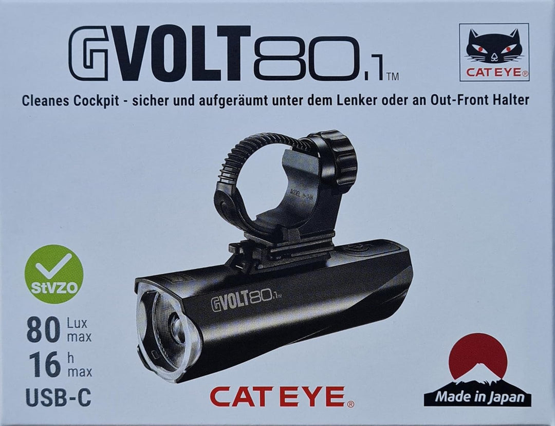 CatEye GVolt 80.1 HL-EL561GRC – LED Frontlicht – 80 Lux – USB-C – StVZO-konform