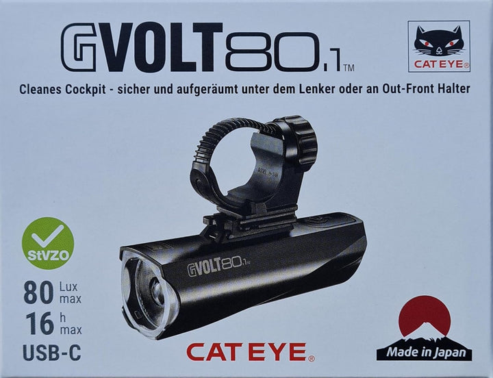 CatEye GVolt 80.1 HL-EL561GRC – LED Frontlicht – 80 Lux – USB-C – StVZO-konform