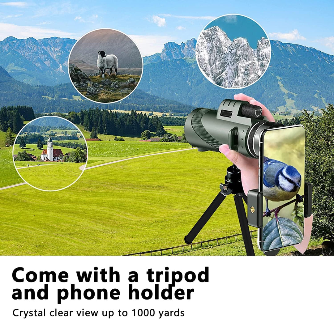 Monokular-Teleskop 80x100 High Definition für Erwachsene High Powered mit Smartphone Adapter Telesko