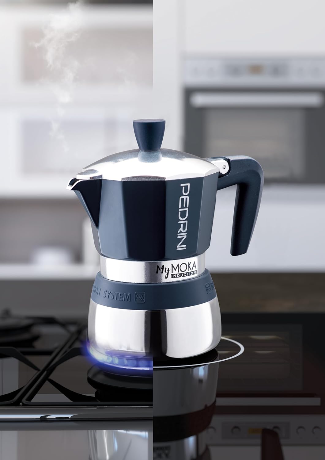 Pedrini MyMoka Induction Espressokocher, Nachtblau, in Farbbox (3 Tassen) 3 tazze, 3 tazze