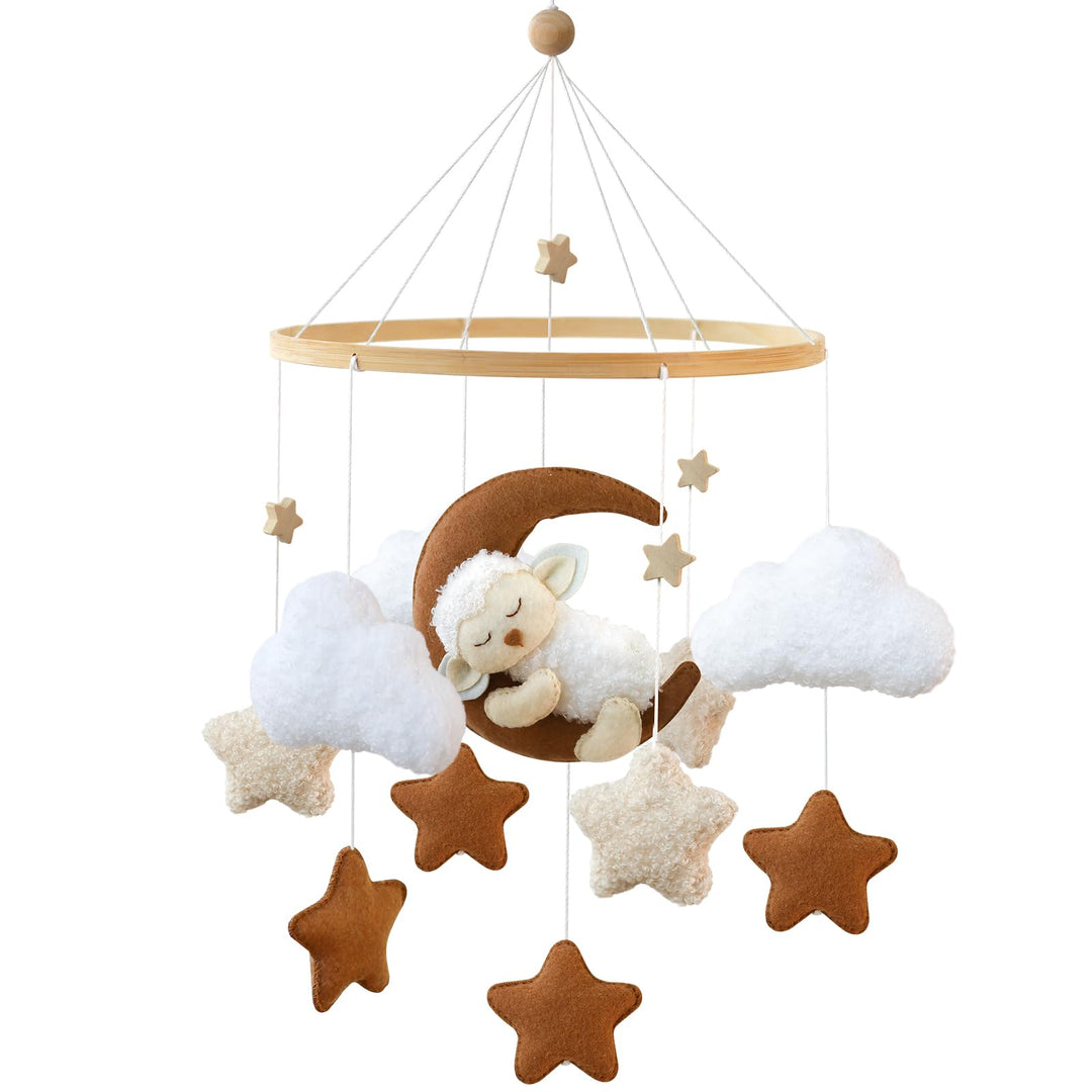 Mobile Baby, Schlafendes Alpaka Mond Babybett Mobile Baby Filz, Wolken Windspiele Krippe Baby Mobile