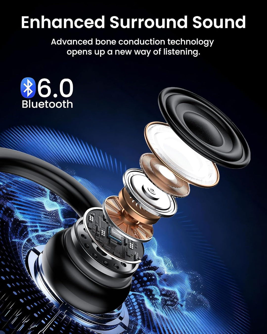 LAMA Knochenschall Kopfhörer Knochenleitungskopfhörer, kabelloser Bluetooth 6.0 Sportkopfhörer IP55
