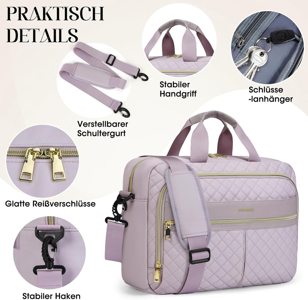 IGOLUMON Laptoptasche Damen 17,3 Zoll Aktentasche Wasserdichte Laptop Notebook Tasche Arbeitstasche