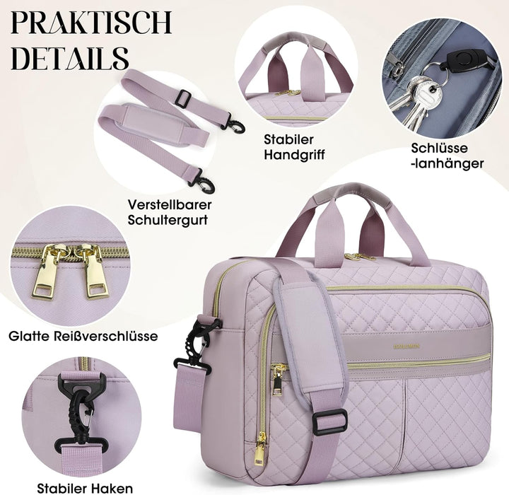 IGOLUMON Laptoptasche Damen 17,3 Zoll Aktentasche Wasserdichte Laptop Notebook Tasche Arbeitstasche