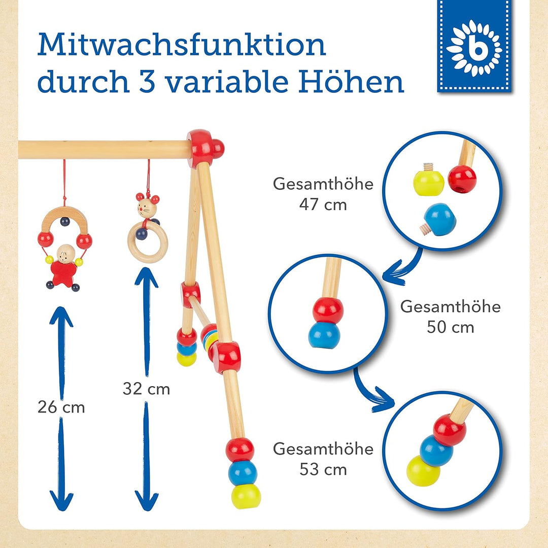 Bieco Spieltrapez | Spielbogen für Babys -Figuren, Rasseln & Bright Starts, Oball Classic Rot höhenv