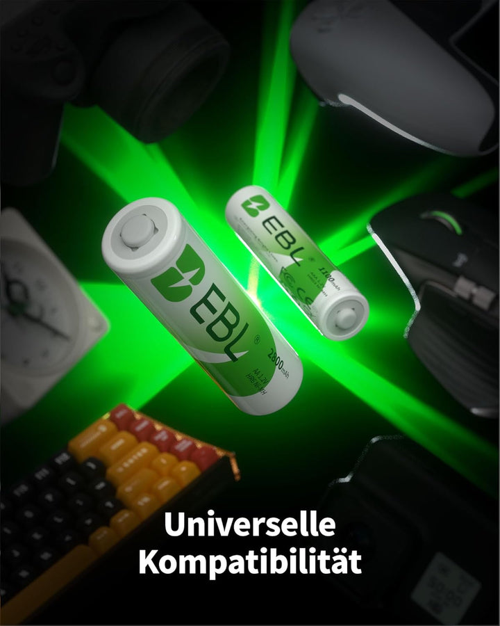 AA Akku AAA Akku 20er Pack: EBL 10x 2800mAh AA + 10x 1100mAh AAA - Wiederaufladbar, Geringe Selbsten