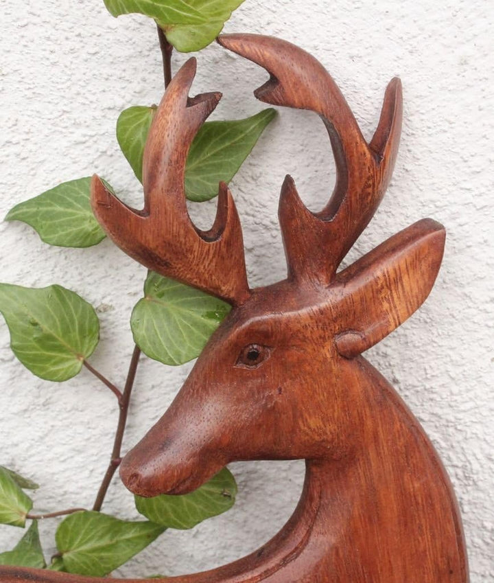 Windalf Wandbild KELTISCHER HIRSCH 26 cm links schauend Holzbild Handarbeit aus Holz
