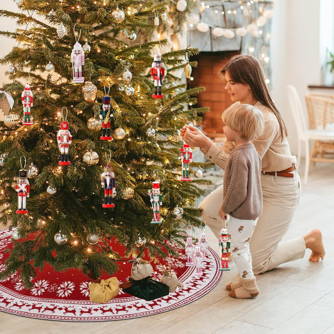 6 Stück 12cm Rosa Weihnachten Nussknacker Figur Klein,Holz Nussknacker Soldat Traditionelle Weihnach