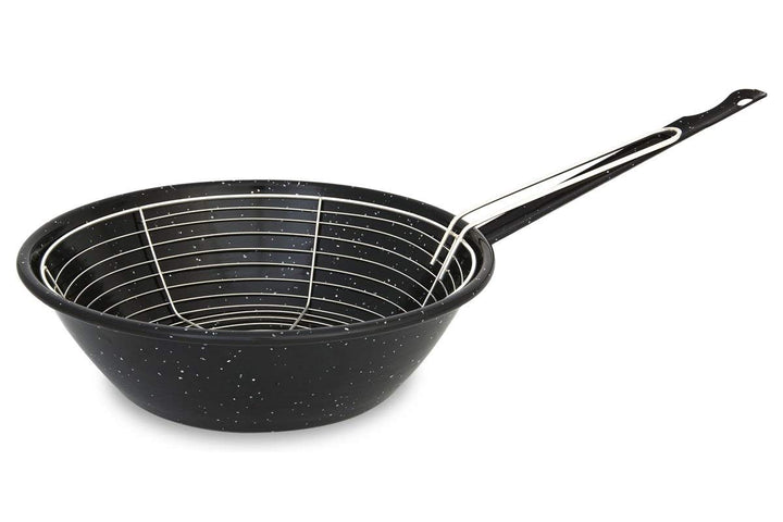 Menax - Bratpfanne mit Korb - Stahl Emailliert Antihaftbeschichtet - 22 Zentimeter - Inhalt 1,7 Lite