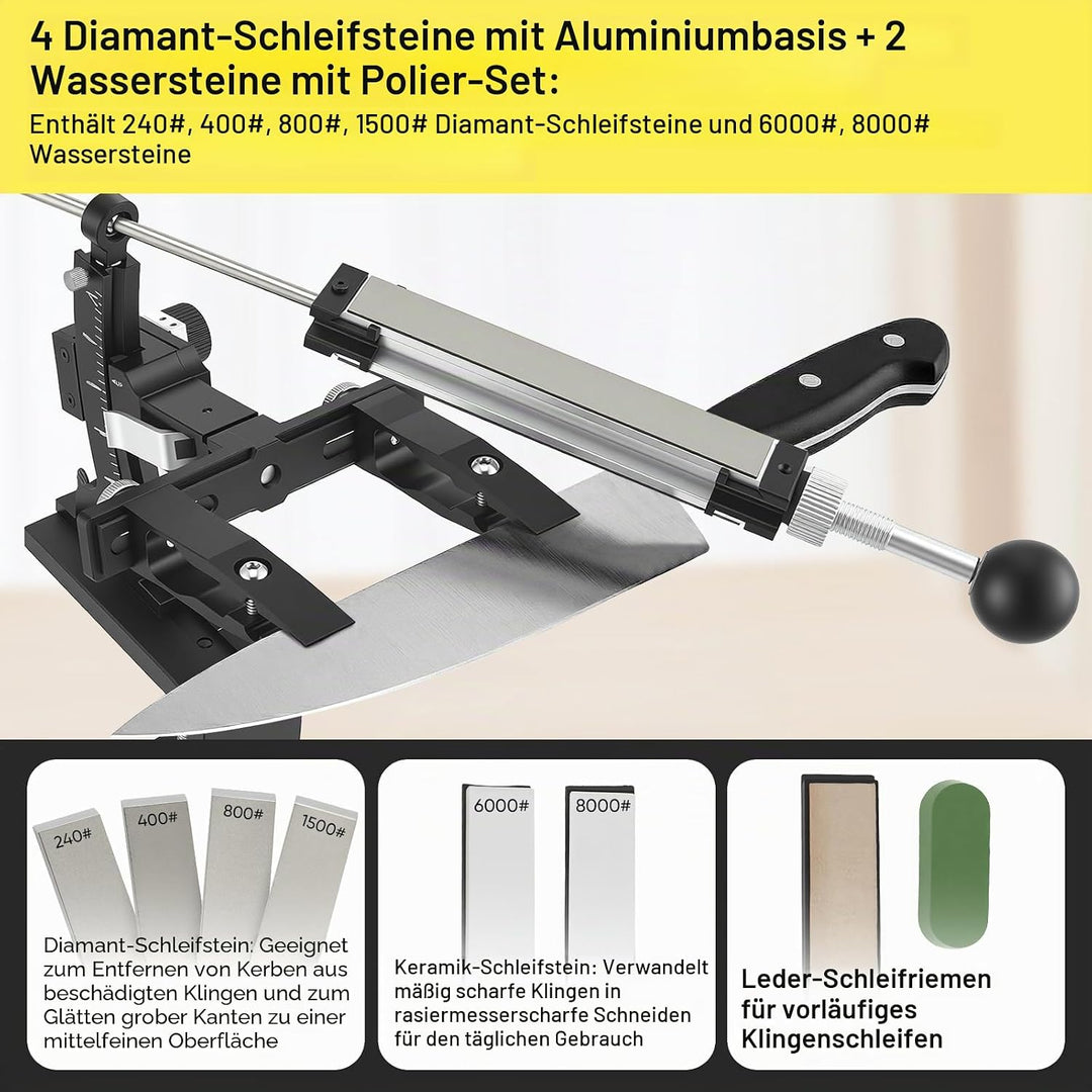 Präzisions Messerschärfe, Manuelles Messerschärfsystem aus CNC Aluminium mit 360° Flip &amp; zweiseitige