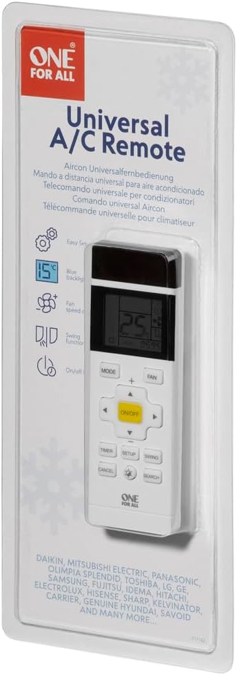 One For All - Universelle Fernbedienung für die Klima-Anlage - mit LCD-Schirm- weiss - URC1035 Singl