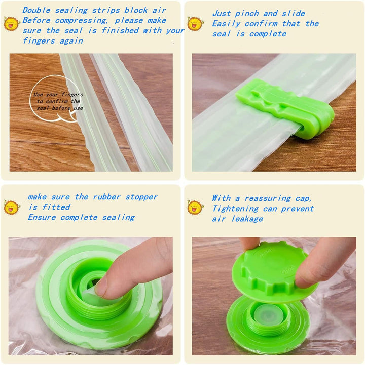 Opaza Vacuum Storage Bags, 6 Pack (2 Jumbo-130x100 cm + 2 Large-110x80 cm + 2 Medium-80x60cm) Airtig