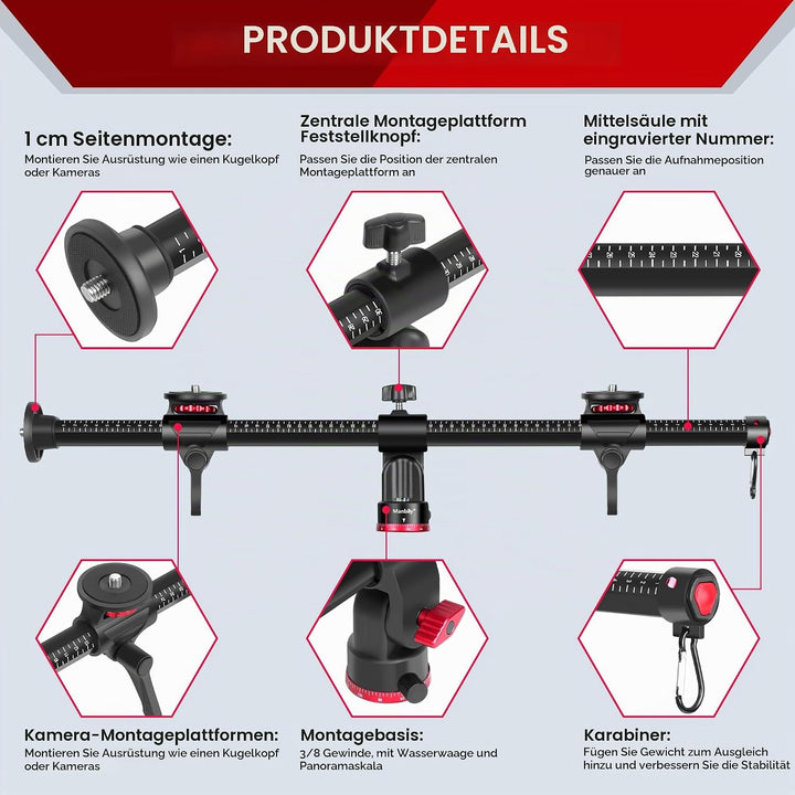 Manbily Overhead Stativ Horizontaler Verlängerungsarm 70cm Drehbares 360° Überkopf 180° Vertikal Sta