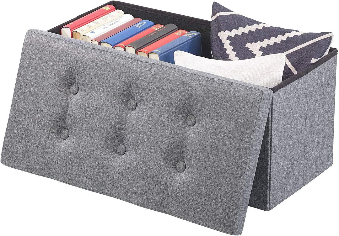 infactory Hocker: 2er-Set Faltbare 2in1-Sitzbänke und -truhen, 80 l, bis 300 kg, grau (Sitz-Hocker,