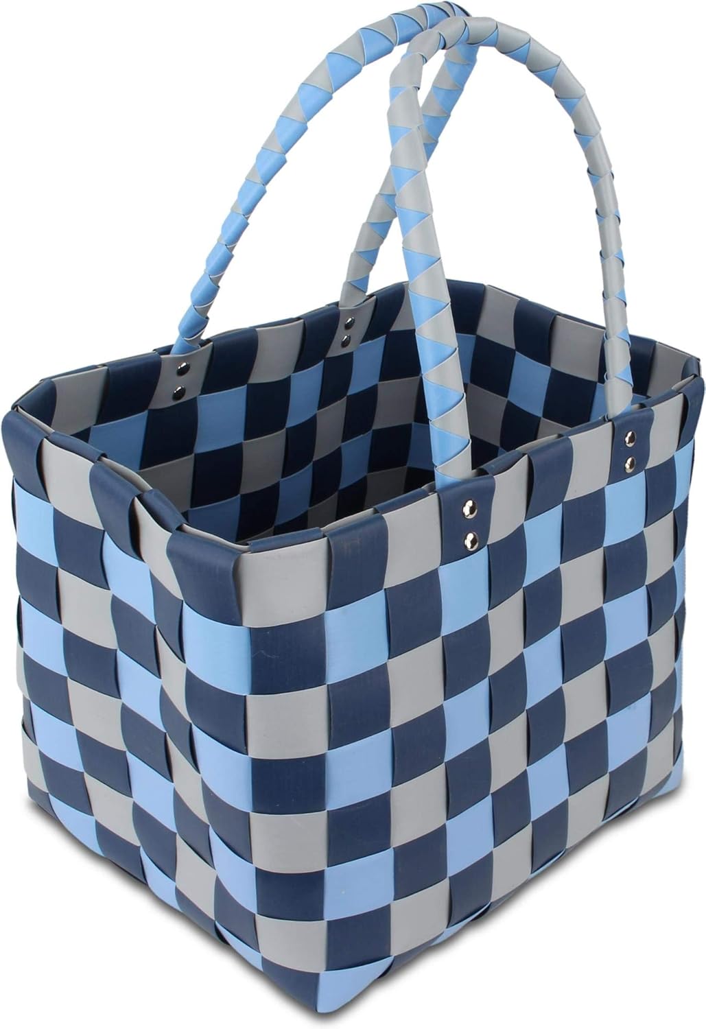 normani Einkaufskorb Shopper geflochten aus Kunststoff - robuster Strandkorb aus wasserabweisendem M