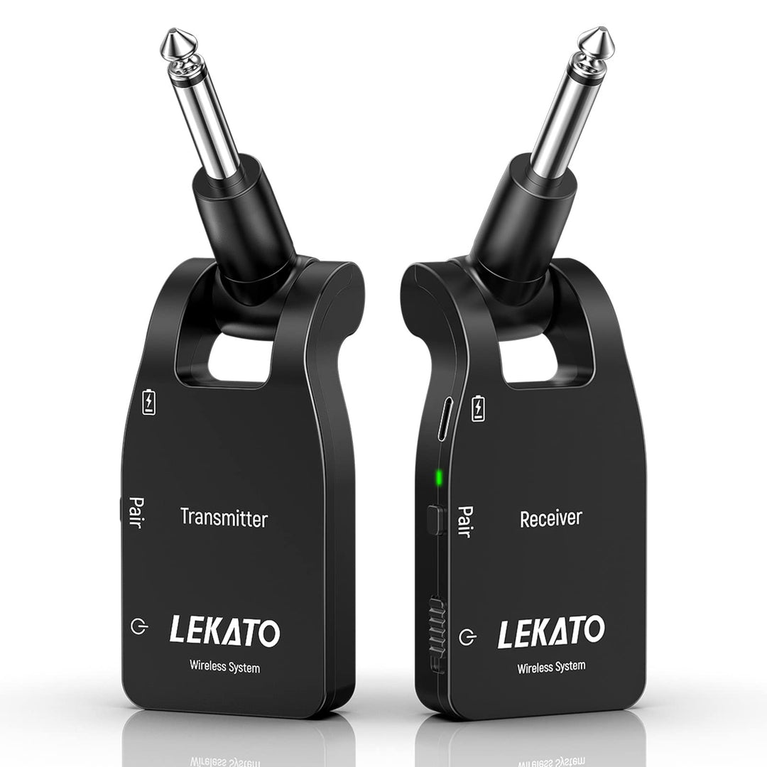 LEKATO 2.4GHz Aufgerüstet Wireless Gitarrensystem E Gitarren Sender mit Kabellos Gitarre Transmitter