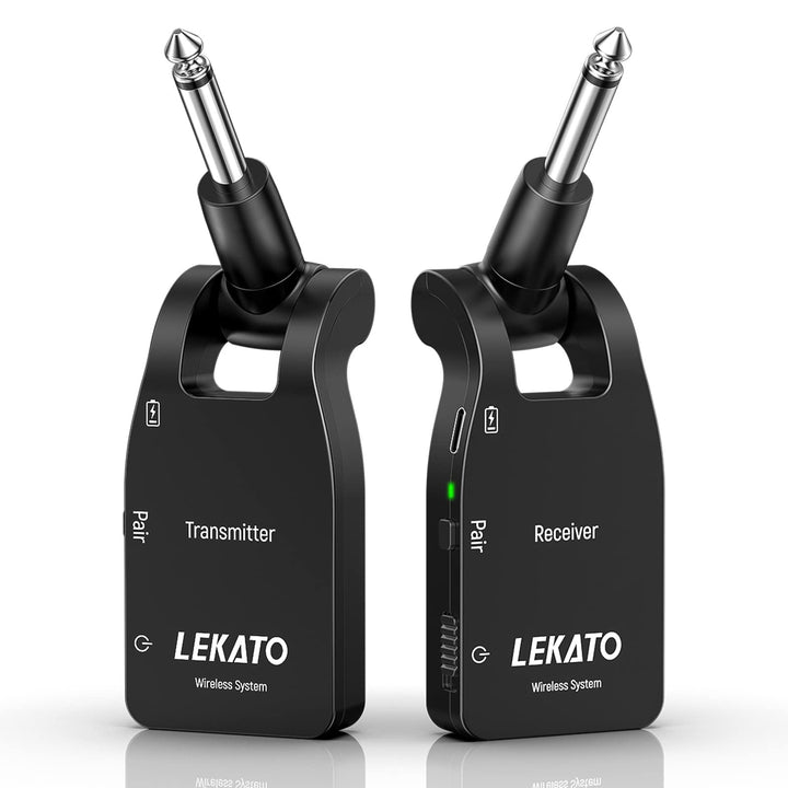 LEKATO 2.4GHz Aufgerüstet Wireless Gitarrensystem E Gitarren Sender mit Kabellos Gitarre Transmitter