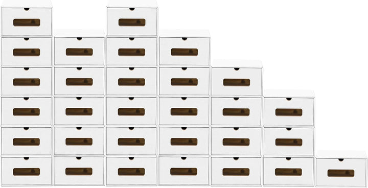 BigDean 30er Boxen-Set mit Sichtfenster & Schublade - Pappkarton aus Kraftpapier - Schuhbox Spielzeu
