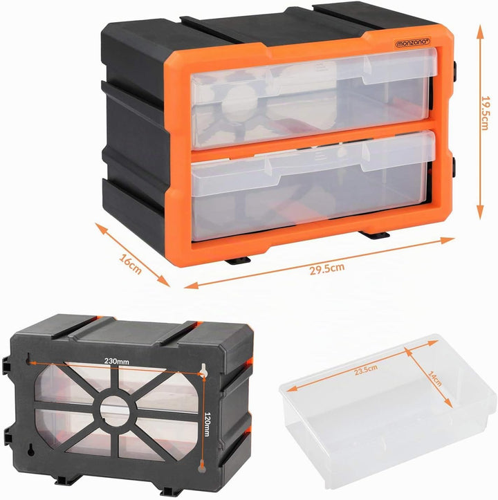 MONZANA® Kleinteilemagazin Sortimentskasten erweiterbar 4 Fächer Sortierbox für Kleinteile Aufbewahr
