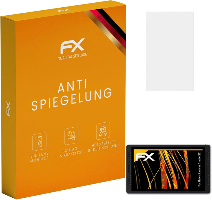 atFoliX Panzerfolie kompatibel mit Huion Kamvas Studio 22 Schutzfolie, entspiegelnde und stossdämpfe