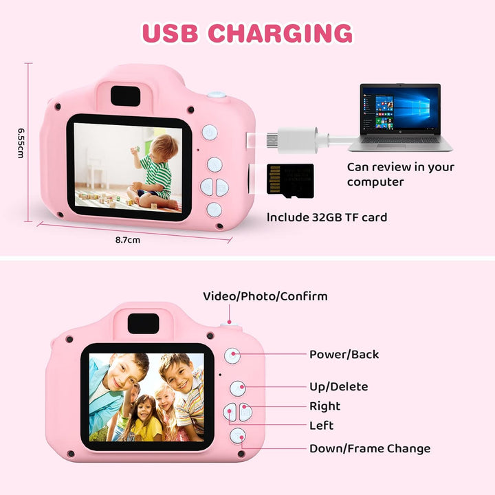 ASTGMI Kinderkamera 2,0 Zoll Kinder Digitalkamera, Minikamera Kinder wiederaufladbar Camcorder Gesch