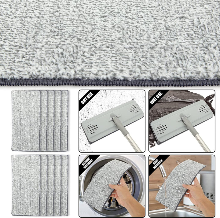 ASelected Flaches Mopp- und Eimer-Set, freihändiger Quetschmopp mit 10 wiederverwendbaren Mikrofaser