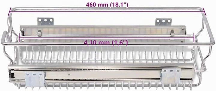 vidaXL 2X Einbauschublade 30cm Korbauszug Schrankauszug Teleskopschublade 300 mm, 300 mm