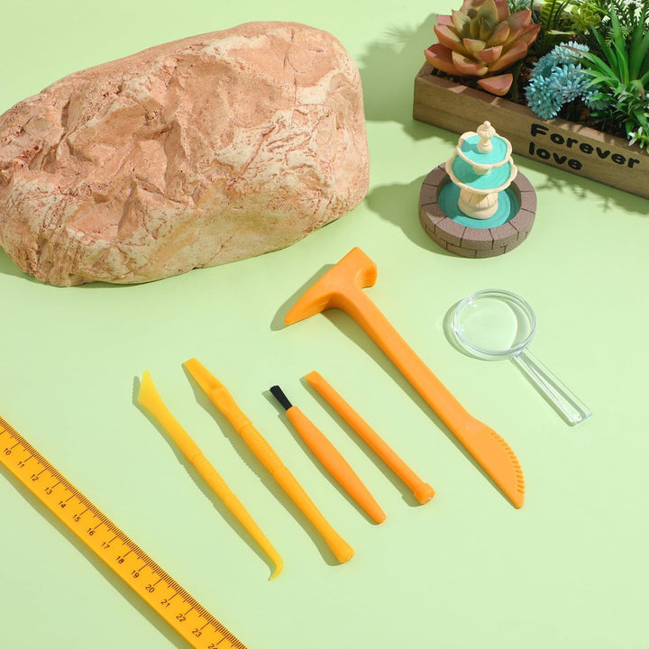 BESTonZON Kinderwerkzeuge Set Ausgrabungsset Mit Hammer Meissel Pinsel Schaber 3 Stück Entdeckerspie