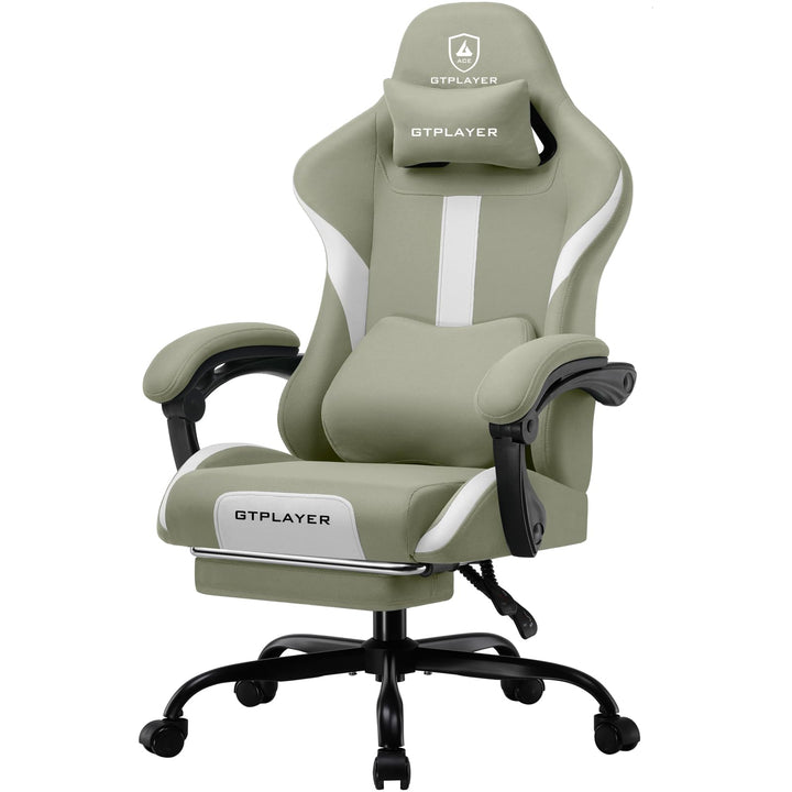 GTPLAYER Gaming Stuhl Bürostuhl Ergonomisch Gaming Sessel mit Kopfstütze und Cloud-Lendenkissen, Gep