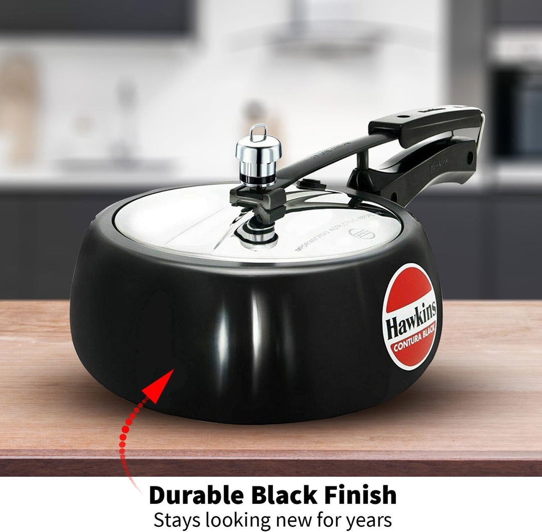 Hawkins CB35 Schnellkochtopf harteloxiert, 3,5 Liter, Contura Schwarz 3.5-Liter, 3.5-Liter